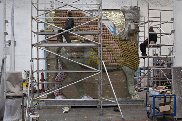 The Lamassu being constructed in the workshop © Gautier DeBlonde