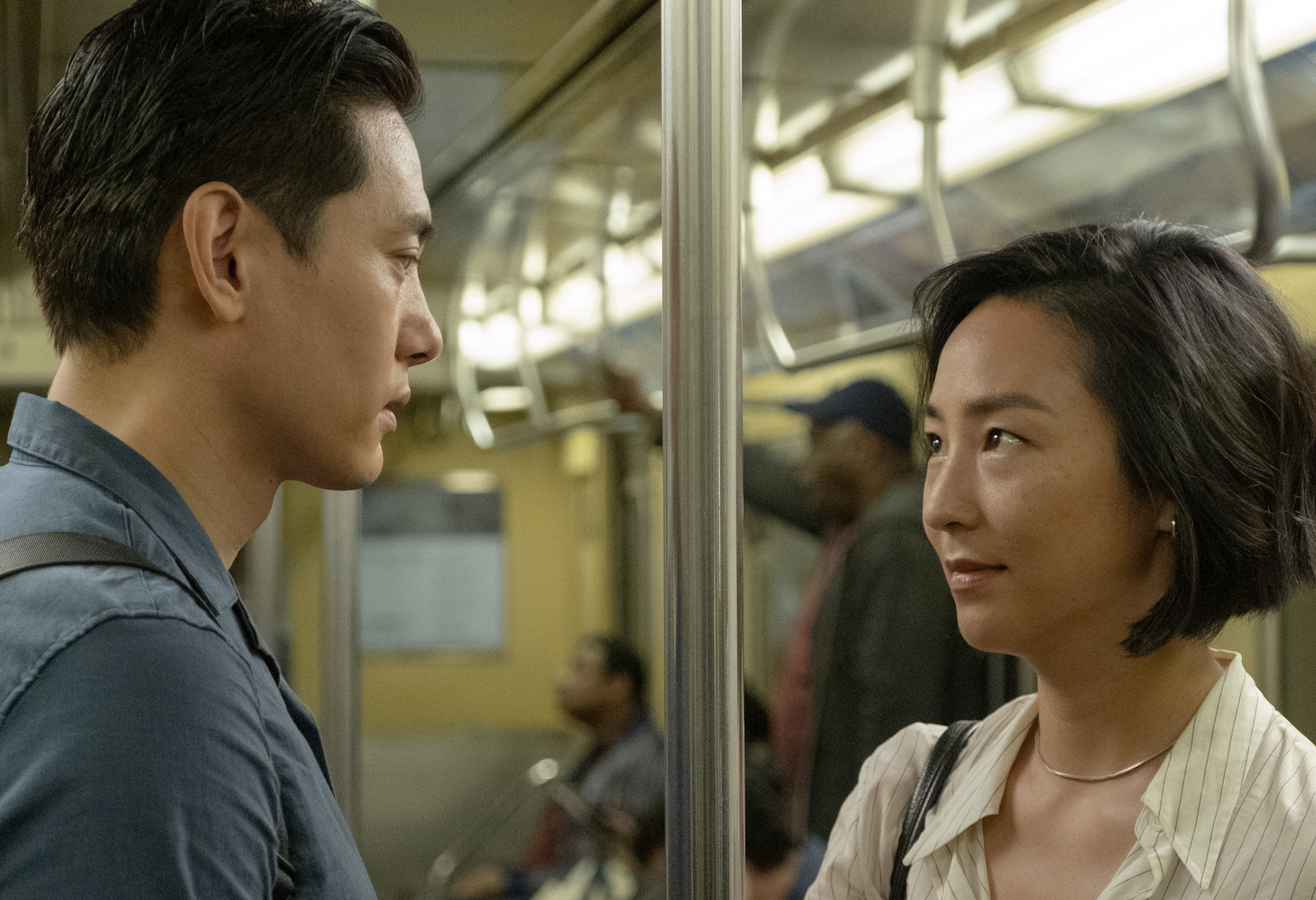 Teo Yoo and Greta Lee in Past Lives