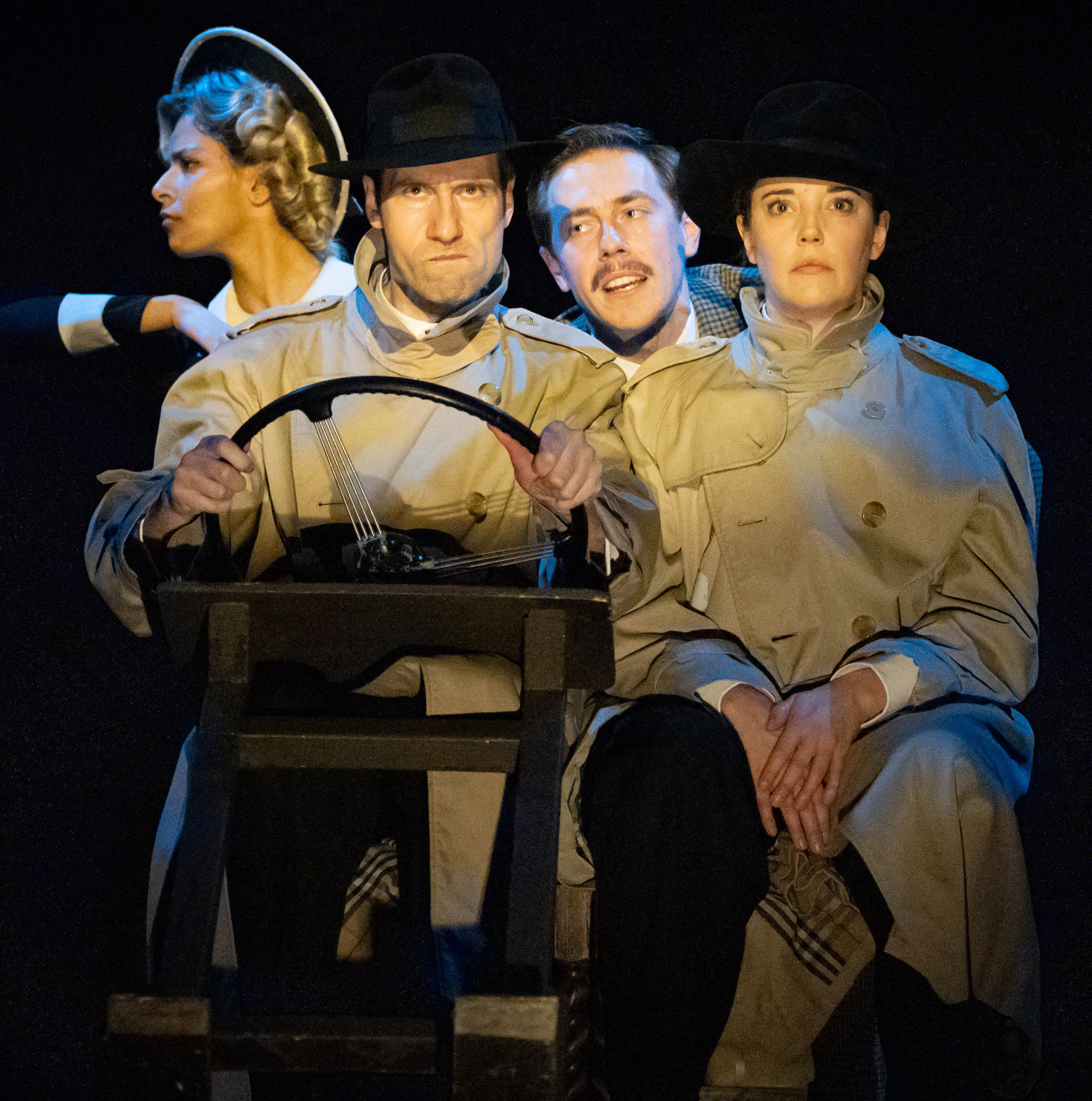 Safeena Ladha, Eugene McCoy, Tom Byrne and Maddie Rice in The 39 Steps