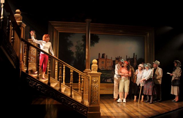 Felicity Kendal on the staircase of Fustian House in 'Lettice and Lovage'