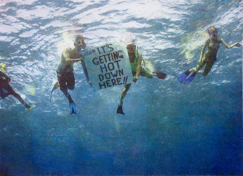 Andrea Bowers, Step It Up Activist, Sand Key Reef, Key West, Florida, Part of North America's Only Remaining Coral Barrier Reef, 2009.  Coloured pencil on paper. 56.52 x 76.2 cm. © Andrea Bowers.Courtesy of artist and Andrew Kreps Gallery. Photo credit: Thomas Mueller.