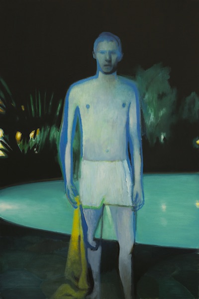 Jonathan Wateridge, Night Swimmer, 2021, oil on linen, 225 × 150 cm  the artist 2021. Courtesy Nino Mier Gallery