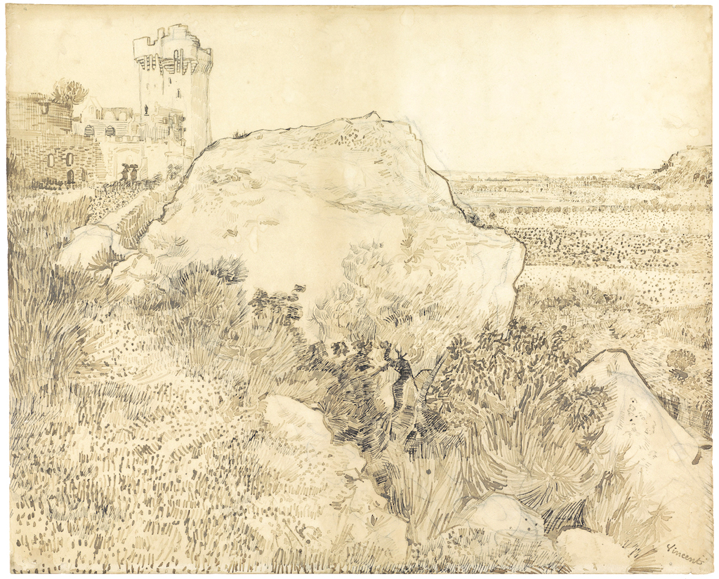 Vincent van Gogh Landscape near the Abbey of Montmajour, 1888  Chalk, ink, pencil, 48.3 × 59.8 cm © Rijksmuseum, Amsterdam