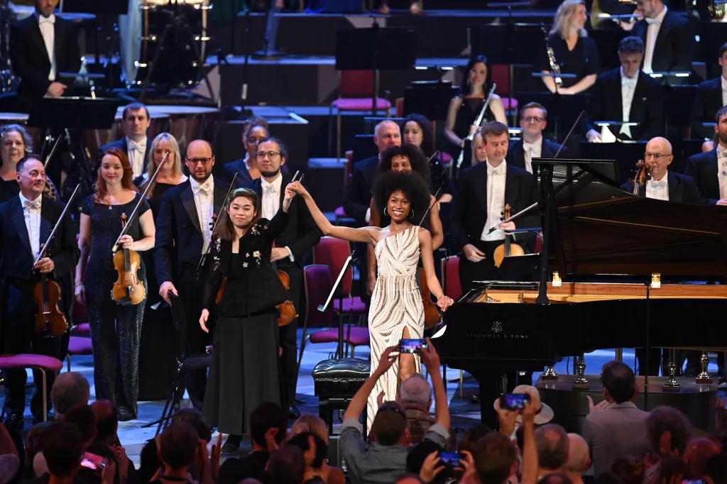 Pianist and conductor take a bow at the First Night of the Proms