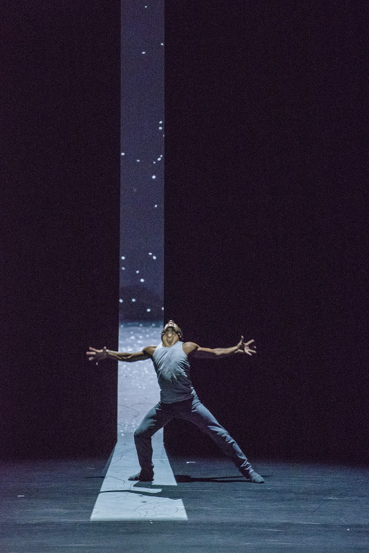 Marcelino Sambé in Crystal Pite's Flight Pattern at the Royal Ballet. Photo by Tristram Kenton.