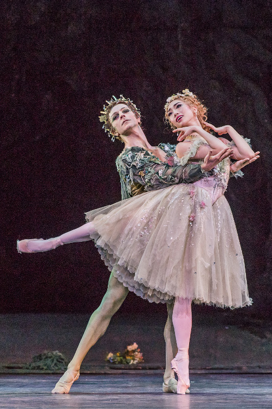 Akane Takada as Titania and Steven McRae as Oberon on Frederick Ashton's 'The Dream' at the Royal Ballet. Photo by Tristram Kenton.