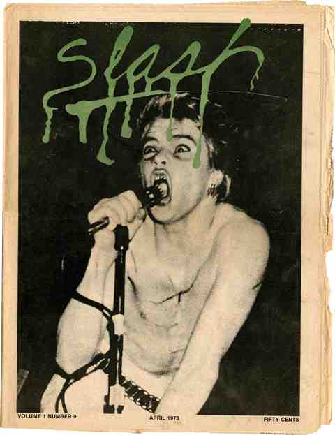 Darby Crash of LA band The Germs on the cover of Slash magazine, 1978