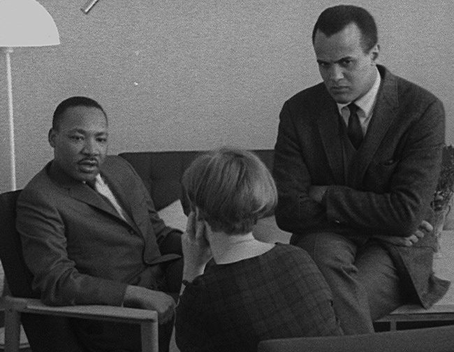 Martin Luther King and Harry Belafonte with Swedish interviewer