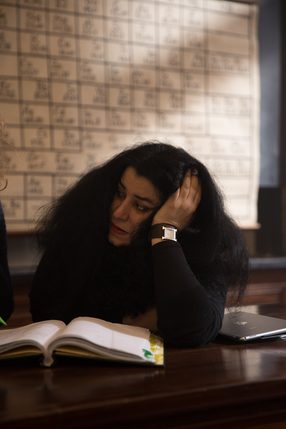 Marjane Satrapi on the set of Radioactive