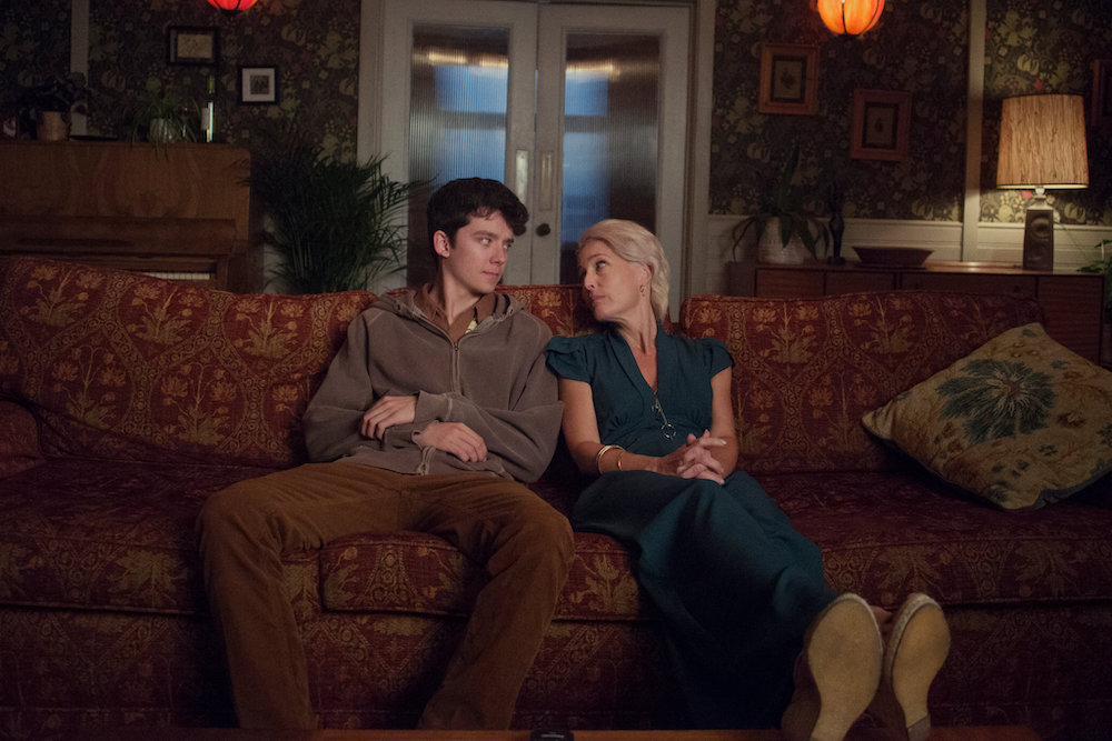 Asa Butterfield and Gillian Anderson in Sex Education