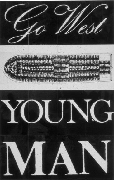 Keith Piper: Go West Young Man, 1987. Photograph on paper mounted on board. In 14 parts
