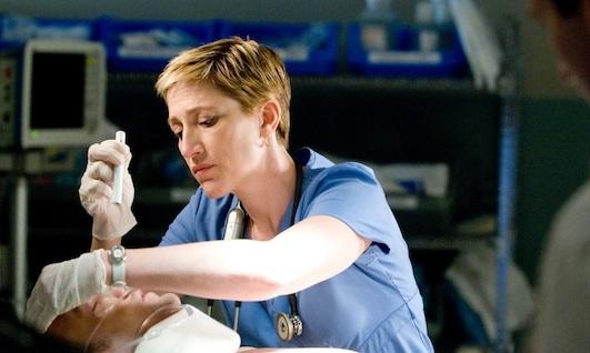 Edie Falco as Nurse Jackie, dedicated nurse and serial rule-breaker