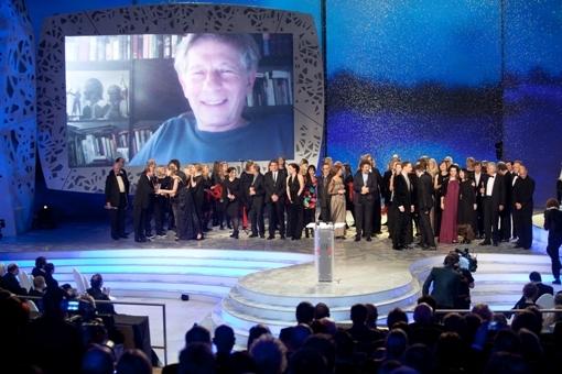 Ghost at the party: Roman Polanski, director of Best Film 'The Ghost', looks on at the European Film Awards