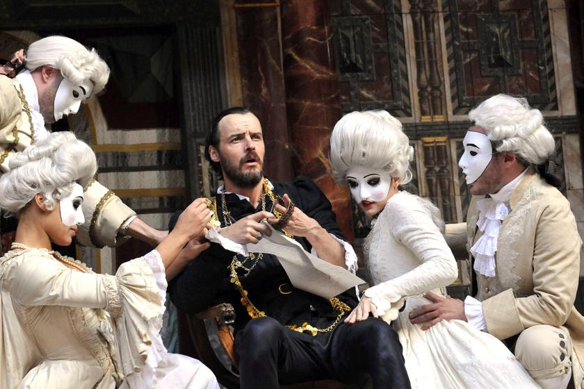 Faustus (Paul Hilton) gets to grips with some of Mephistopheles's fleshier spirits