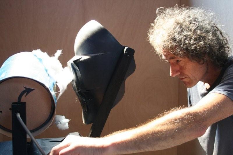 Andrew Lanyon with one of his cranky automata. 