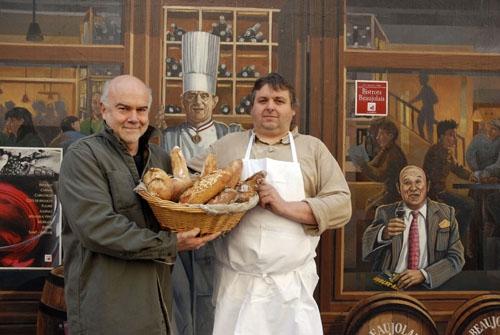 Fat Man in a White Hat: Bill Buford poses with Bob the baker.