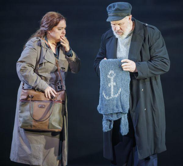 Philippa Boyle as Ellen Orford and Simon Bailey as Captain Balstrode in Opera North's production of Peter Grimes cr James Glossop