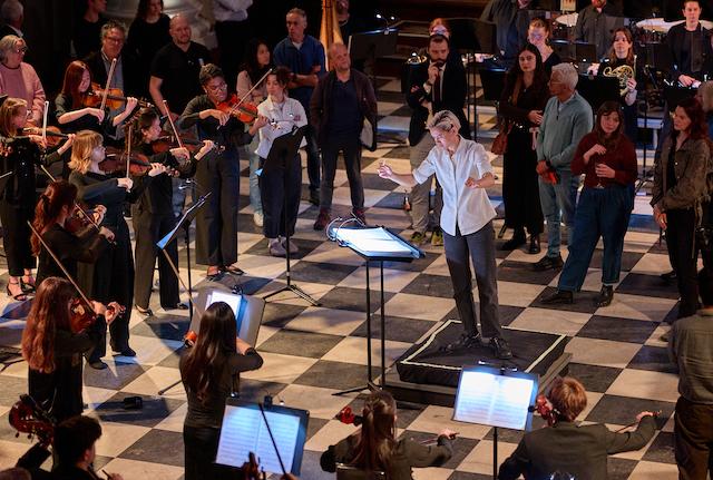 Audience members mingle with Sinfonia Smith Square Orchestra
