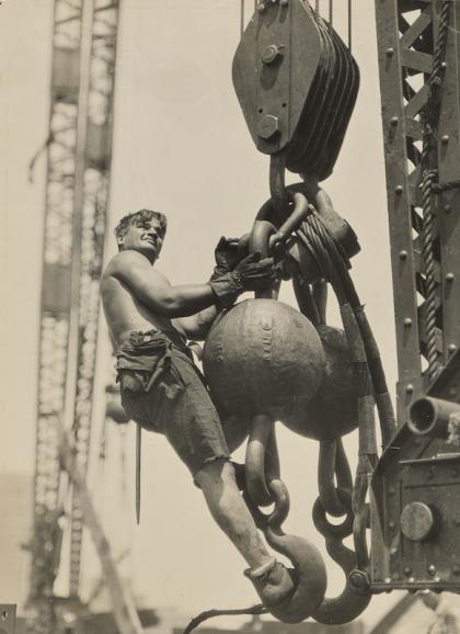 Lewis Hine, Riding the Ball High up on Empire State, c.1930