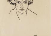 Schiele's Portrait of a Girl: stretching to the very limit the pared-down language of decisive line and white space.