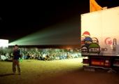 At FiSahara, films are screened at night in the centre of the camp onto a multiplex-sized screen